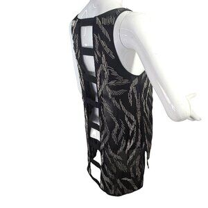 Bebe Addiction Y2K Ladder Back Clubwear Slinky Beaded Black Top Sz S Sleeveless